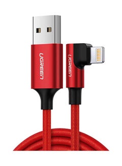 Buy iPhone Charger Cable 90 Degree Lightning Cable Nylon Braided Red in Egypt
