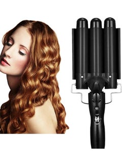 Buy 3-Barrel Curling Iron Wand Hair Crimper Black in UAE