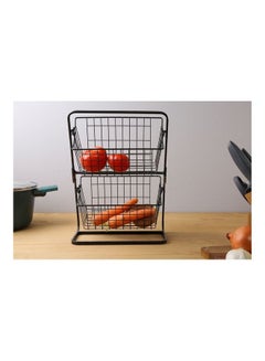 Buy 2-Tier Storage Rack Black 28x18x39cm in UAE