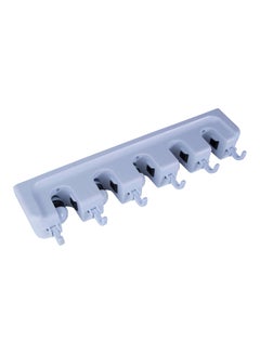 Buy Portable 5 Hole Hanger And Mop Holder Durable Material Easy To Install Light Blue 45.5 x 7 x 9.5 cm in UAE