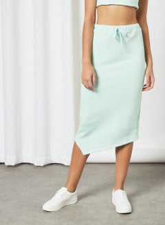 Buy Fleece Drawstring Waist Skirt Green in Saudi Arabia