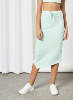 Buy Fleece Drawstring Waist Skirt Green in UAE