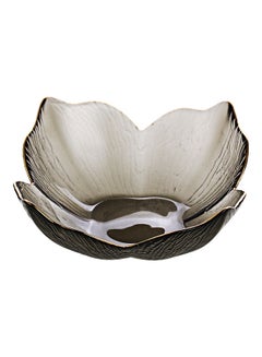 Buy Lily Pattern Glass Bowl Grey 19.5x19.5x7.3cm in Saudi Arabia