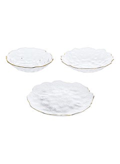 Buy 3-Piece Glass Serving Plates Clear 25.5x2.5cm in Saudi Arabia