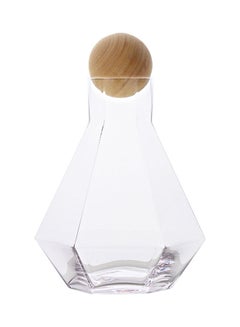 اشتري Six Edged Glass Water Bottle With Wooden Stopper Clear/Brown في السعودية