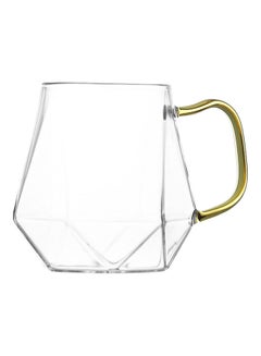 Buy Glass Handle Cup Clear/Gold in Saudi Arabia