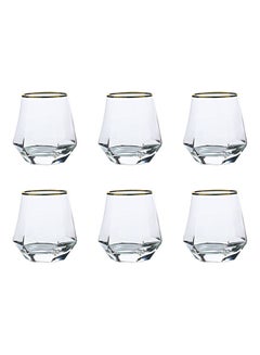 Buy 6-Piece Hexagonal Low Glass Set Clear 9.2x9.3cm in Saudi Arabia