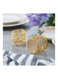 Buy 2-Piece Aline Metal Napkin Ring Set Gold in Saudi Arabia