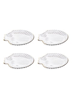 Buy 4-Piece Glass Plates Clear 14x12x1.6cm in Saudi Arabia