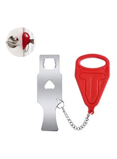 Buy Portable Security Anti-Theft Door Lock Red/Silver in UAE