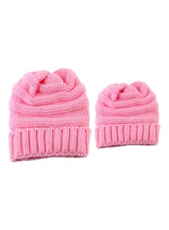 Buy Fashion Men Women Kid Fall Winter Warm Unisex Elastic Head Skull Cap Knit Knitted Wool Crochet Beanie Ski Blank Color Hats Pink in Saudi Arabia