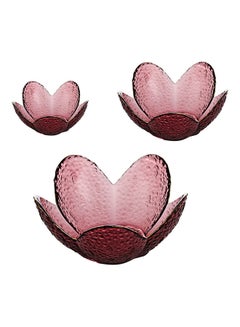Buy 3-Piece Lotus Glass Plates Red 16.5x7.5x9cm in Saudi Arabia