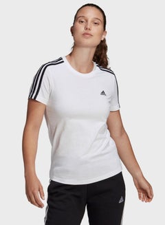 Buy 3 Stripe Shoulder Detail T-Shirt White/Black in UAE