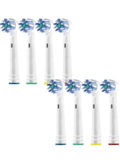 Buy 8-Piece Replacement Brush Heads For Braun Electric Toothbrush Multicolour 14x2x12cm in Egypt