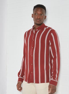 Buy Striped Pattern Shirt Burgundy in UAE