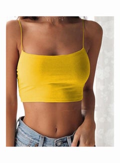 Buy Spaghetti Strap Backless Cami Yellow in Saudi Arabia