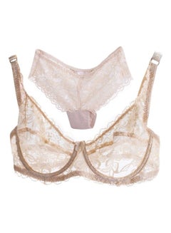 Buy Lace Gauze Bra Beige in Saudi Arabia