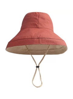 Buy Two Sided Bucket Hat Red/Beige in Saudi Arabia