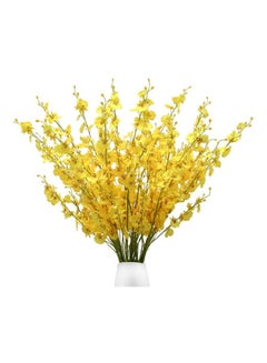 Buy 12-Piece Artificial Orchids Flower Yellow/Green in UAE