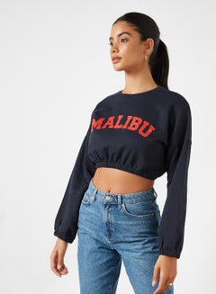 Buy Malibu Cropped Sweatshirt Navy in UAE