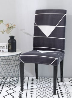 Buy One-Piece Stretch Chair Cover Black/White in UAE