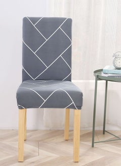 Buy One-Piece Stretch Chair Cover Grey/White in UAE