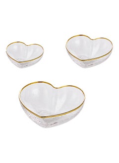 Buy 3-Piece Love Shaped Glass Bowl Clear 14.7 X 14.7 X 5.5cm in UAE