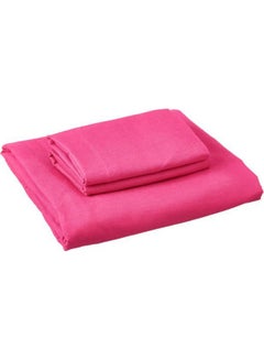 Buy Fitting Bed Sheet Set 2 Pillow Cases and 1 Bed Sheet Cotton Fushia 120x200cm in Egypt