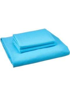 Buy Fitting Bed Sheet Set 2 Pillow Cases and 1 Bed Sheet Cotton Turquoise 120x200cm in Egypt