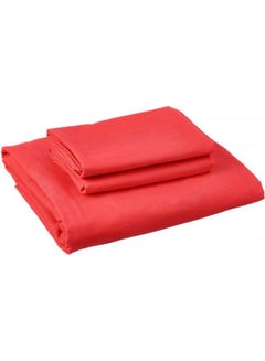 Buy Fitting Bed Sheet Set 2 Pillow Cases and 1 Bed Sheet Cotton Red 120x200cm in Egypt