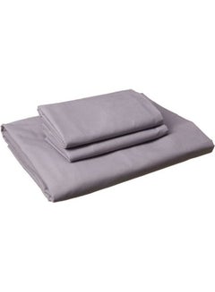 Buy Fitting Bed Sheet Set 2 Pillow Cases and 1 Bed Sheet Cotton Grey 120x200cm in Egypt