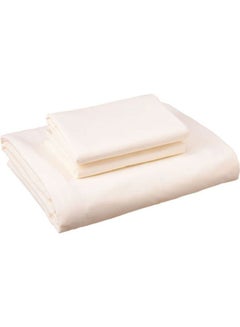 Buy Fitting Bed Sheet Set 2 Pillow Cases and 1 Bed Sheet cotton Creamy 160x200cm in Egypt