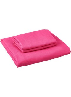 Buy Fitting Bed Sheet Set 2 Pillow Cases and 1 Bed Sheet Cotton Fushia 160x200cm in Egypt