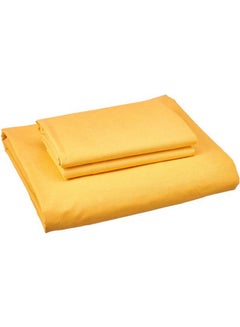 Buy Fitting Bed Sheet Set 2 Pillow Cases and 1 Bed Sheet Cotton Yellow 160x200cm in Egypt