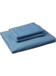 Buy Fitting Bed Sheet Set 2 Pillow Cases and 1 Bed Sheet Cotton Blue 160x200cm in Egypt