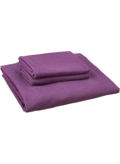 Buy Fitting Bed Sheet Set 2 Pillow Cases and 1 Bed Sheet Cotton Dark Purple 160x200cm in Egypt