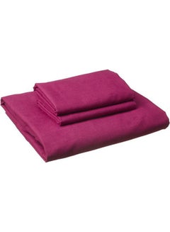 Buy Fitting Bed Sheet Set 2 Pillow Cases and 1 Bed Sheet cotton Dark Purple 160x200cm in Egypt