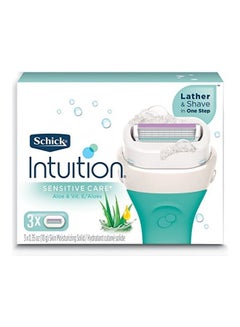 Buy Intuition Sensitive Skin Womens Razor Refills with Vitamin E & Aloe Green/White in UAE
