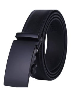 Buy Leather Automatic Buckle Belt Black in Saudi Arabia