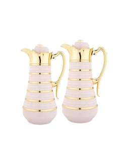 Buy 2 Pieces Coffee and Tea Vacuum Flask Set Light Pink 0.75/1.0Liters in Saudi Arabia