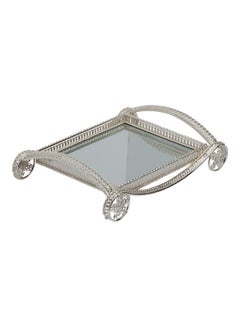 Buy Rectangle Mirror Tray Silver 43.5x31cm in Saudi Arabia