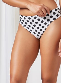 Buy Polka Dot Bikini Bottom White/Black in UAE