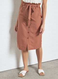Buy Paperbag Waist Skirt Brown in UAE