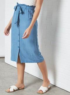 Buy Paperbag Waist Skirt Blue in UAE