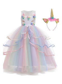 Buy Girls Unicorn Floral Birthday Party Wear Princess Tutu Dresses Multicolour in UAE