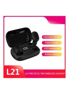 اشتري سماعة رأس لاسلكية L21 برو TWS تعمل بتقنية البلوتوث 5.0 أسود في الامارات