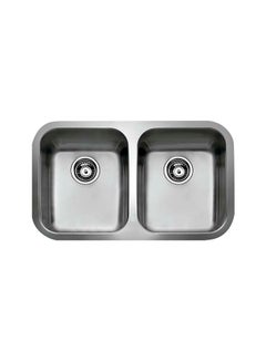 Buy Be 2B 780 Undermount Stainless Steel Two Bowls Sink Silver 780x464x180mmmm in UAE