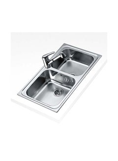 Buy Classic 2B 86 Inset Stainless Steel Sink With Two Bowls Stainless Steel 860x500x190mmmm in UAE