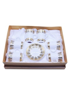 Buy 12-Piece Tea Cup And Saucer Set Gold/White 150ml in Saudi Arabia