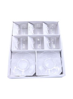 Buy 12-Piece Crystal Tea Cup Set With Plates Clear 25x25x10cm in Saudi Arabia
